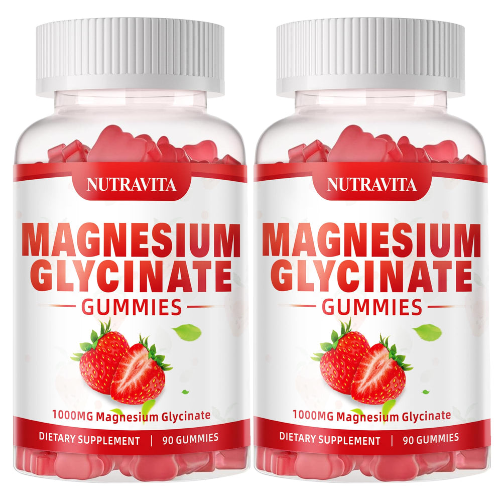 Nutravita magnesium glycinate gummies bottle pour supports daily calm and focus