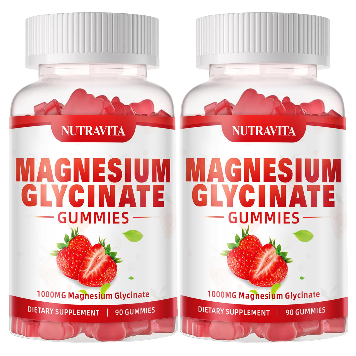 Nutravita magnesium glycinate gummies bottle pour supports daily calm and focus