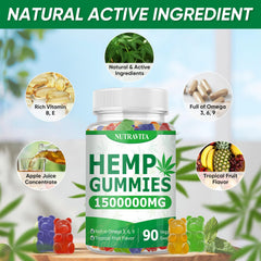 Nutravita Naturals Fruit Hemp Gummies close-up texture highlighting tasty shapes