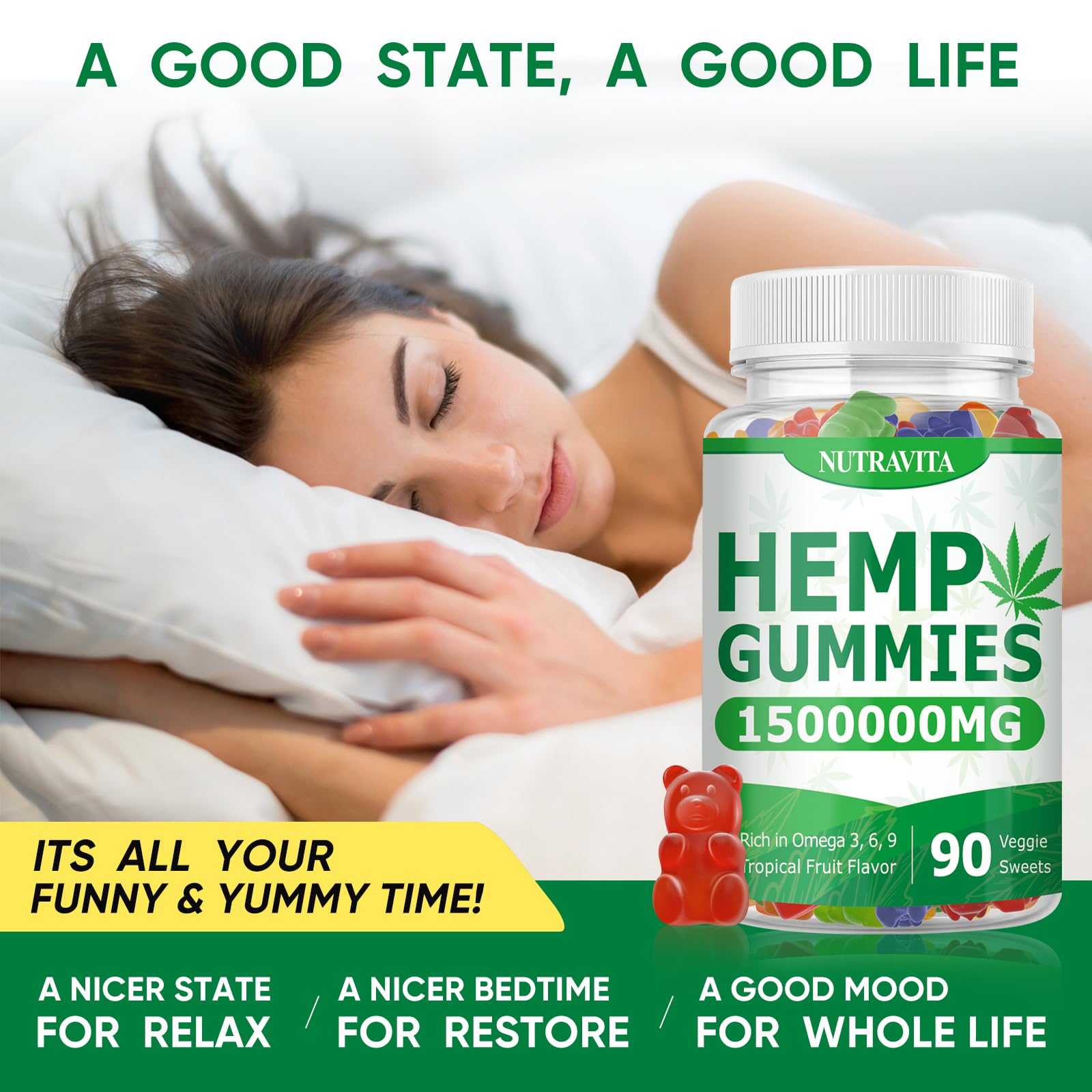 Nutravita Naturals Fruit Hemp Gummies in hand, portable relief potential