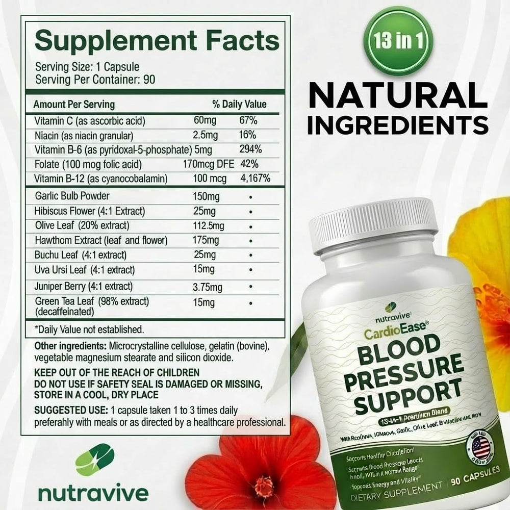 Nutravive Blood Pressure hawthorn berries visual signaling traditional heart-support ingredients.