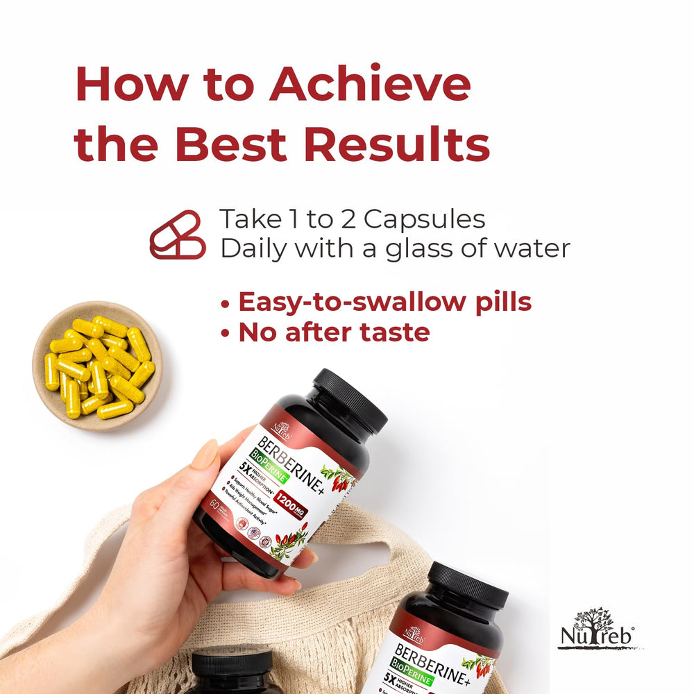 Nutreb Berberine container with natural ingredients suggests immune support potential.