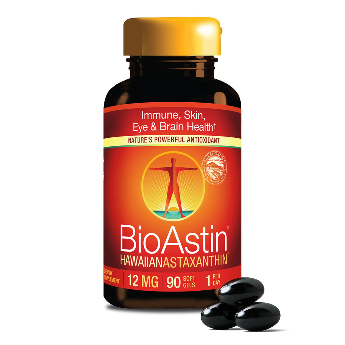 Nutrex Hawaii BioAstin 4mg bottle with softgels for daily antioxidant support.