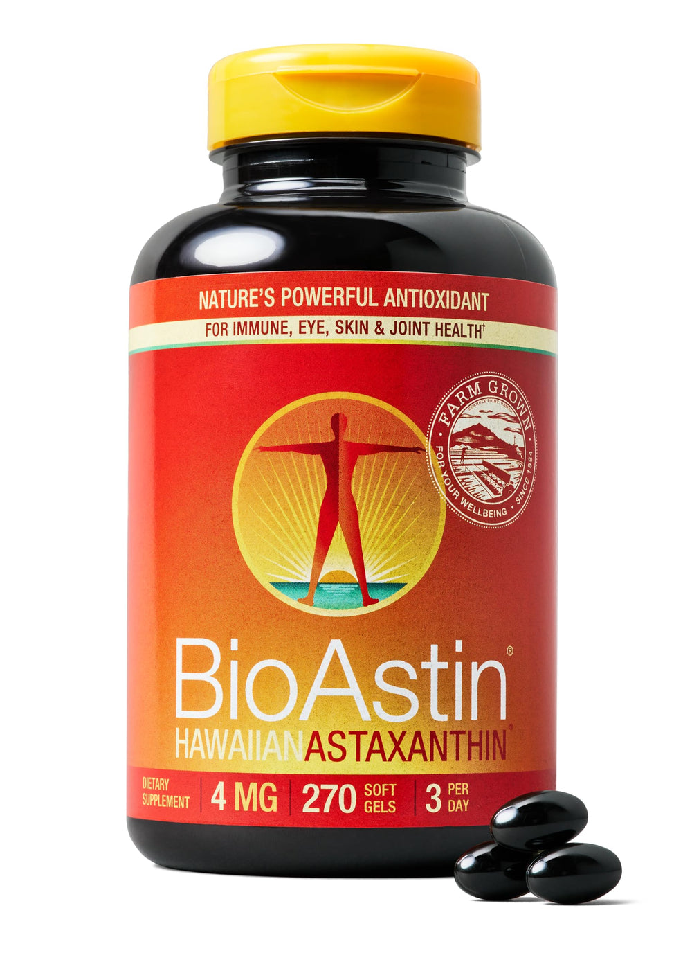 Nutrex Hawaii BioAstin Hawaiian Astaxanthin softgels bottle front for daily antioxidant support