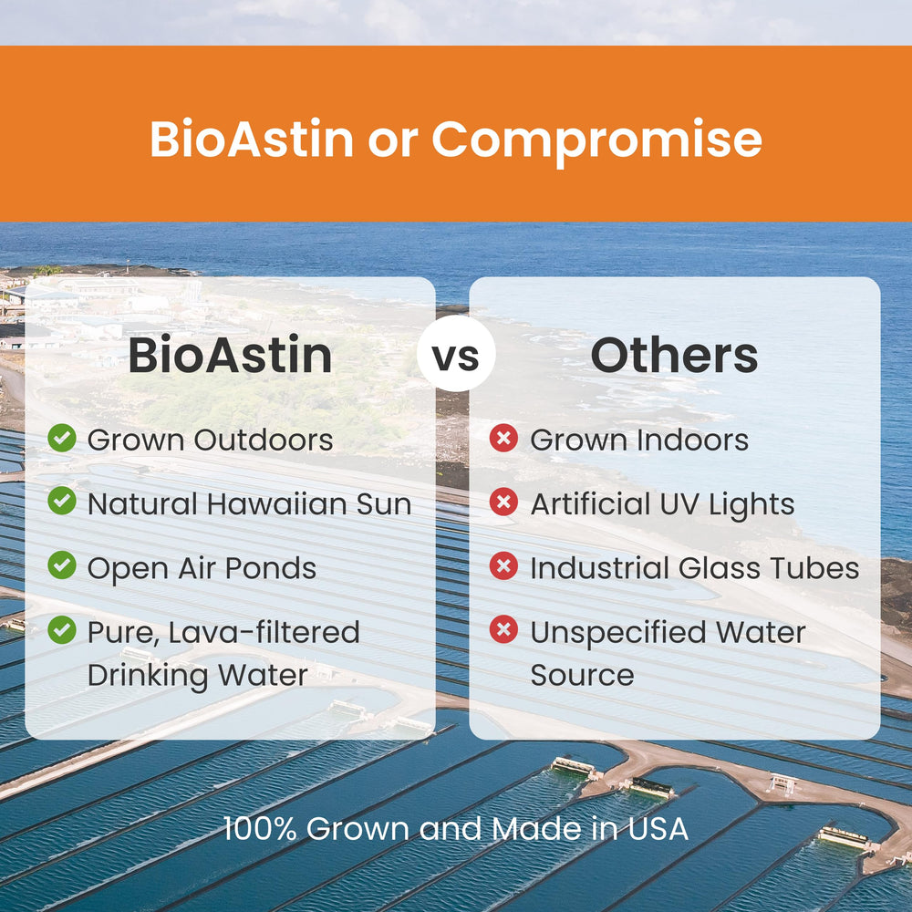 BioAstin USA production label confirms quality and allergen-friendly ingredients.