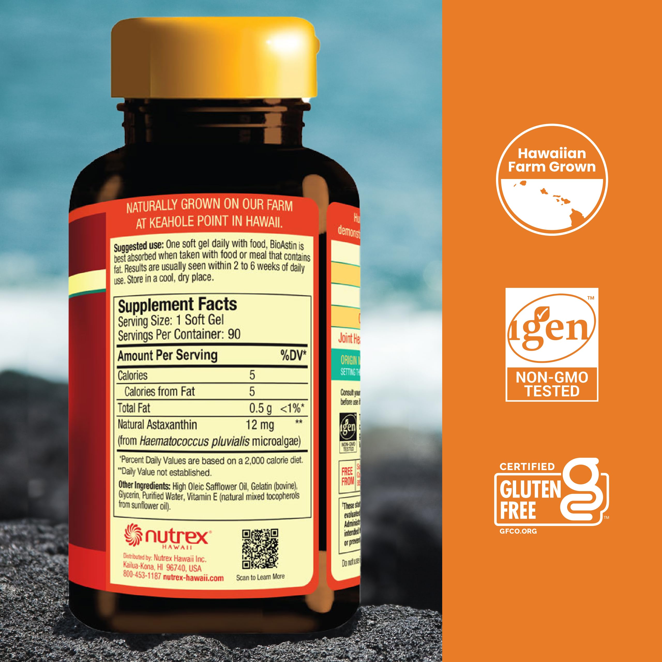 BioAstin softgels close-up highlighting compact capsules for convenient daily use.