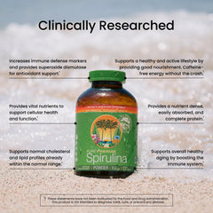 Close-up of Nutrex Hawaii spirulina powder showing vibrant green color and purity.