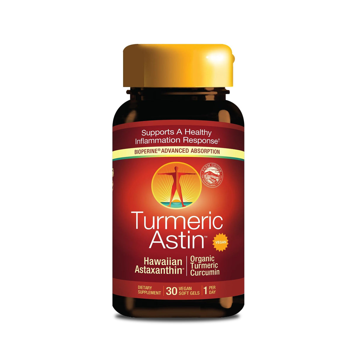 Nutrex Hawaii TurmericAstin bottle with vegan softgels for daily antioxidant support.