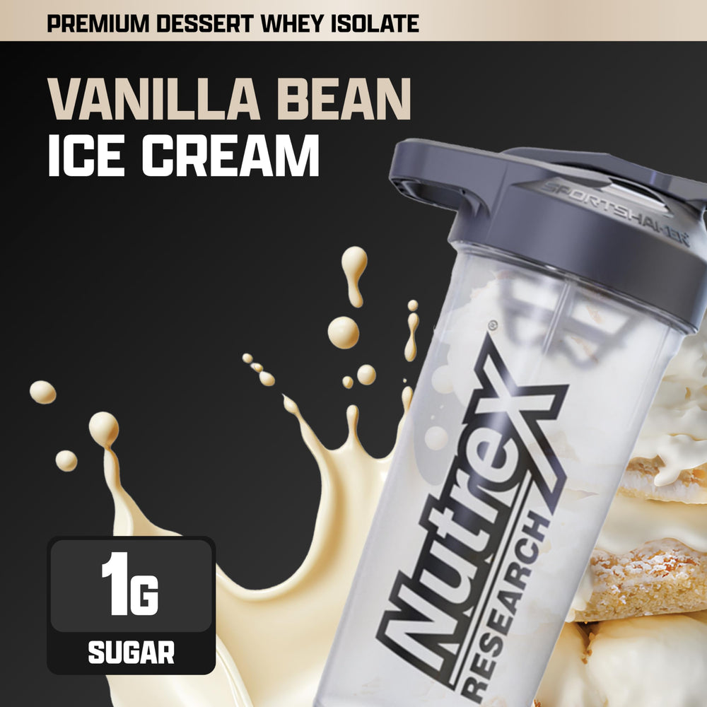 Nutrex IsoFit 25g protein scoop ready to measure a post-workout serving.