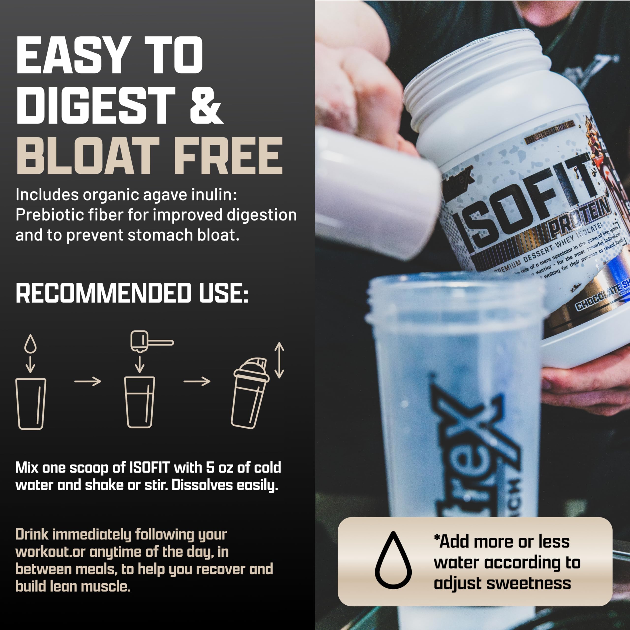 Nutrex IsoFit packaging with GMP seal signifies quality and safety.