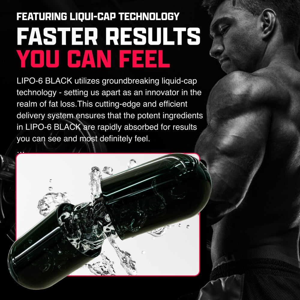 Nutrex Lipo-6 Black Max capsules support metabolism and appetite control.
