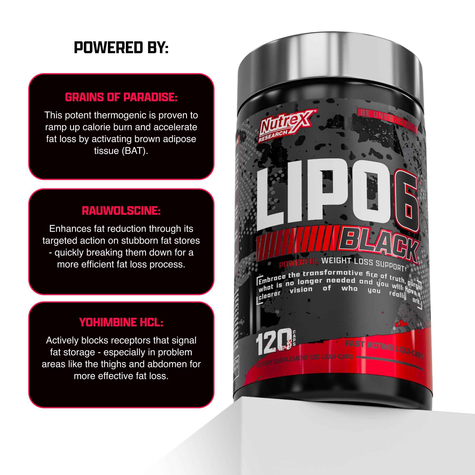Nutrex Lipo-6 Black Max packaging box highlights quality promise.