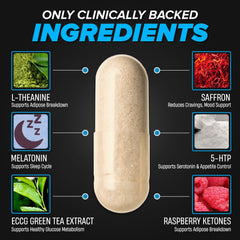 Nutrex Lipo 6 Nighttime label close-up showing raspberry ketone and EGCG