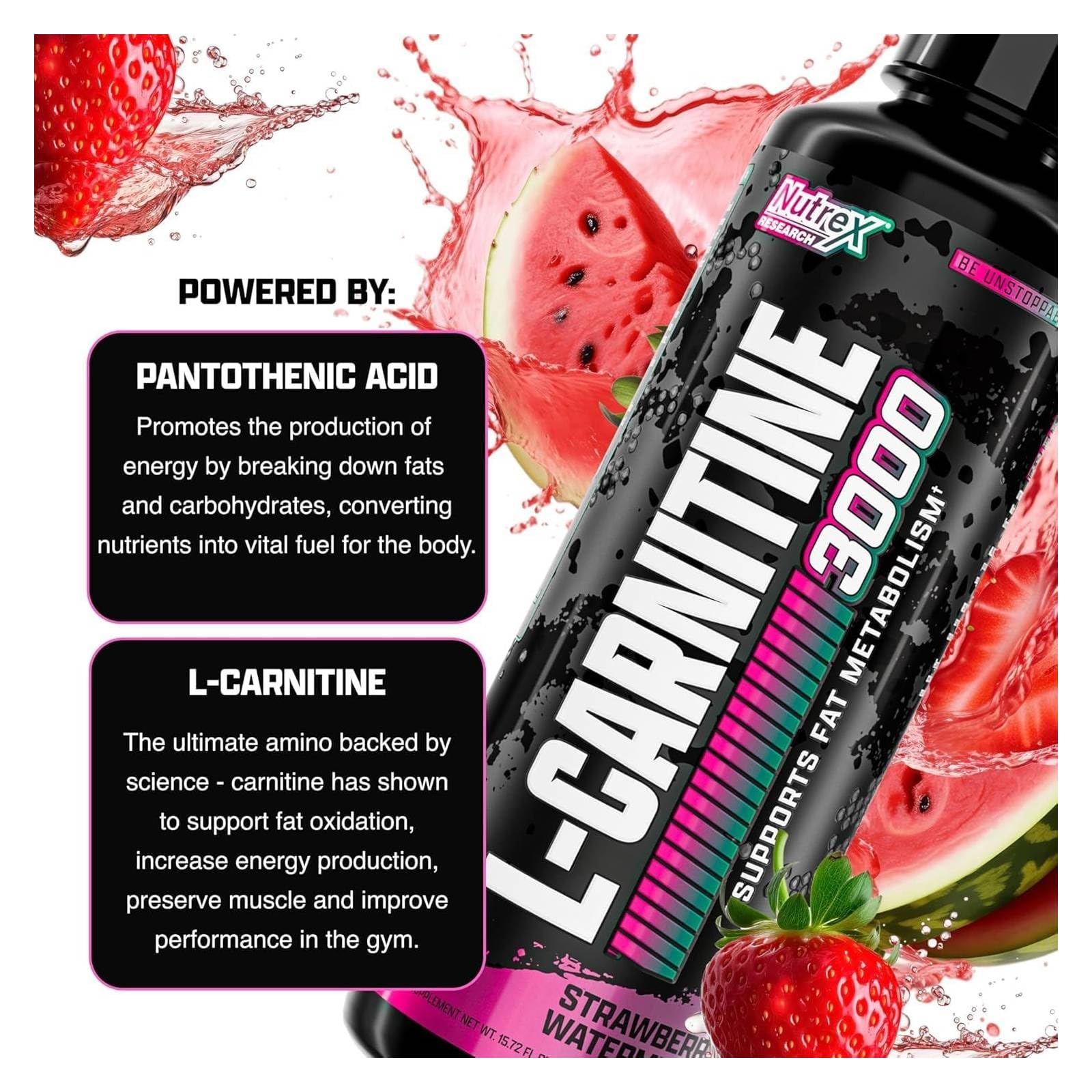 Angled view of Nutrex Liquid Carnitine 3000 bottle for full product visibility