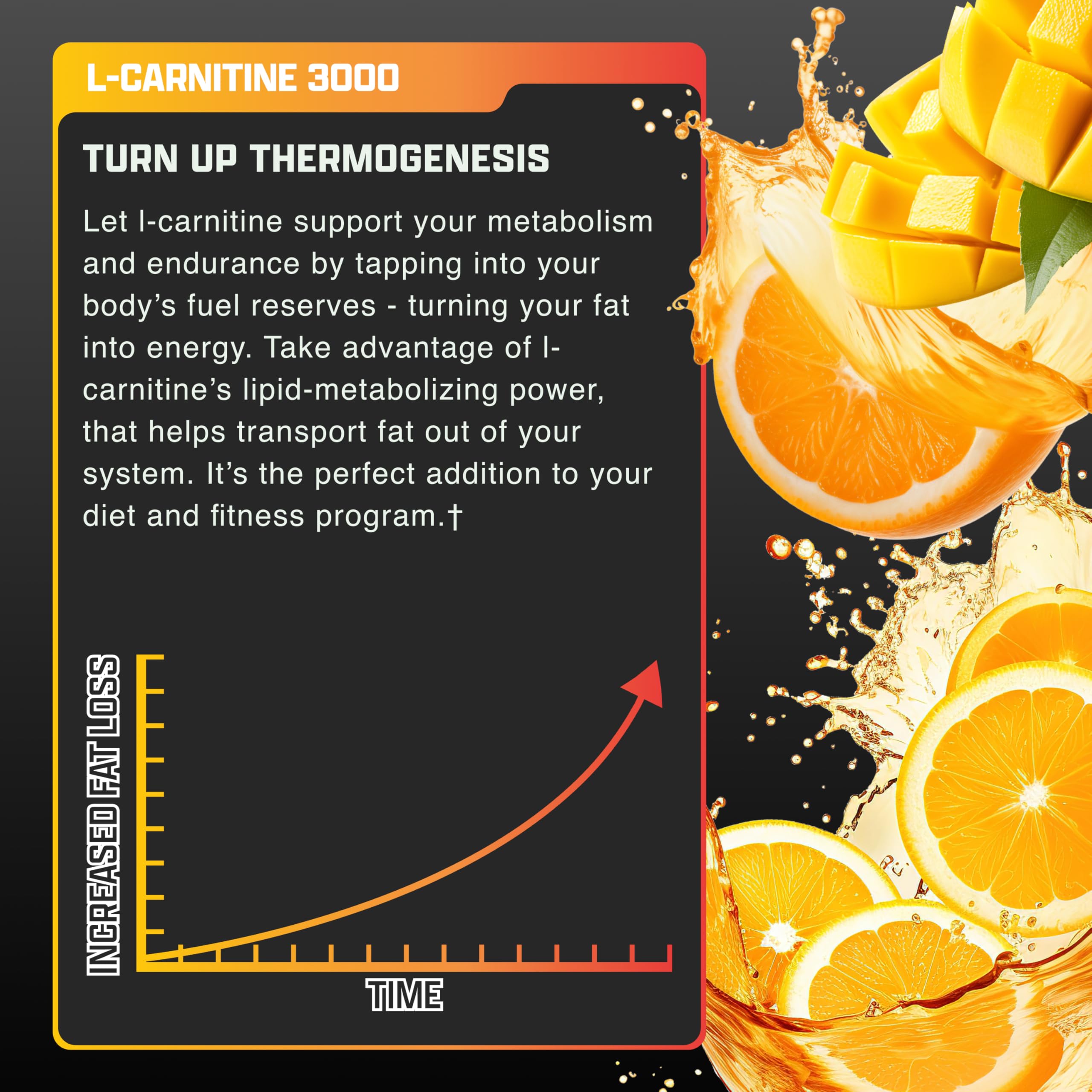 Flavor swatch for Nutrex Liquid Carnitine 3000 Orange Mango taste.
