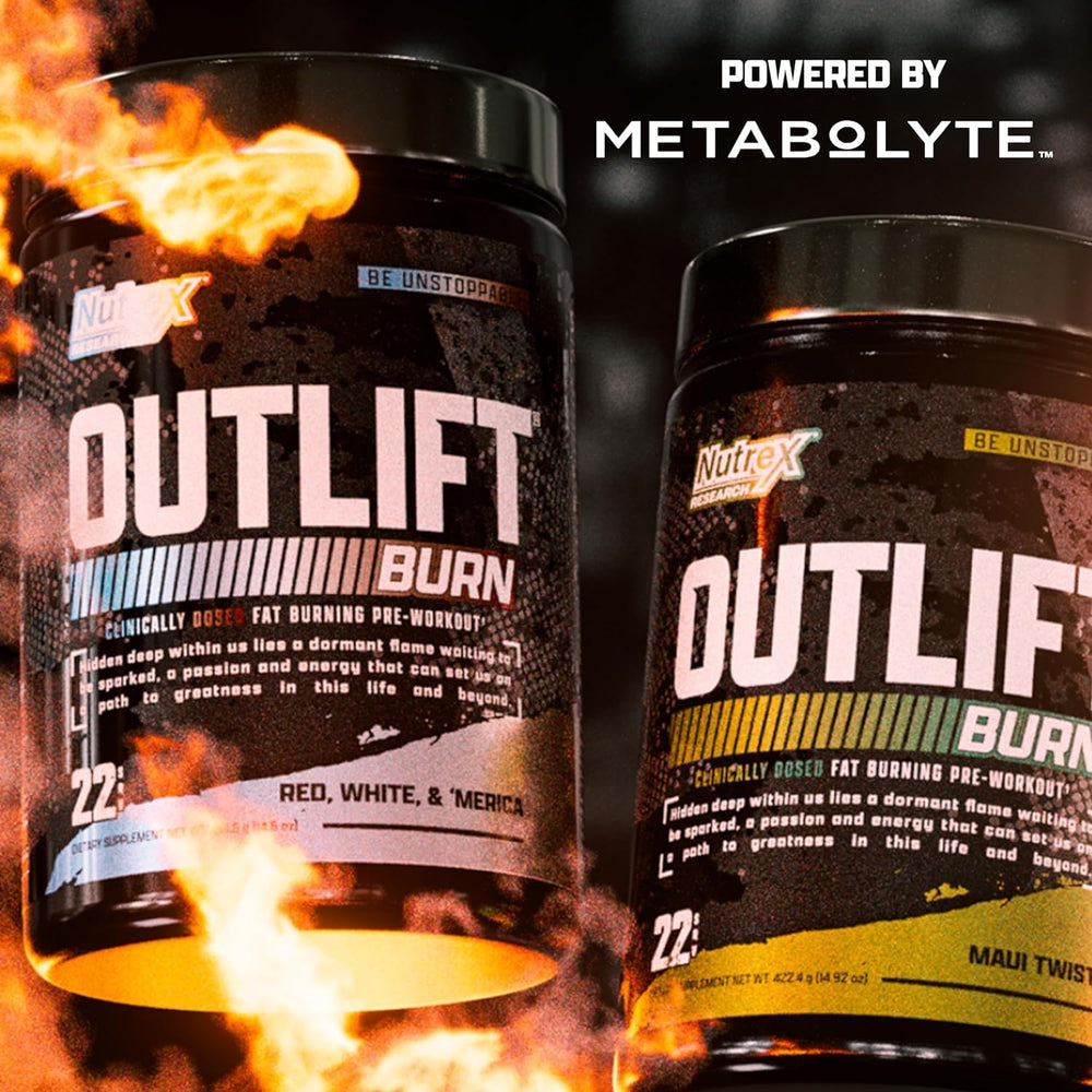 Nutrex Outlift Burn energized workout scene signals focus and stamina.