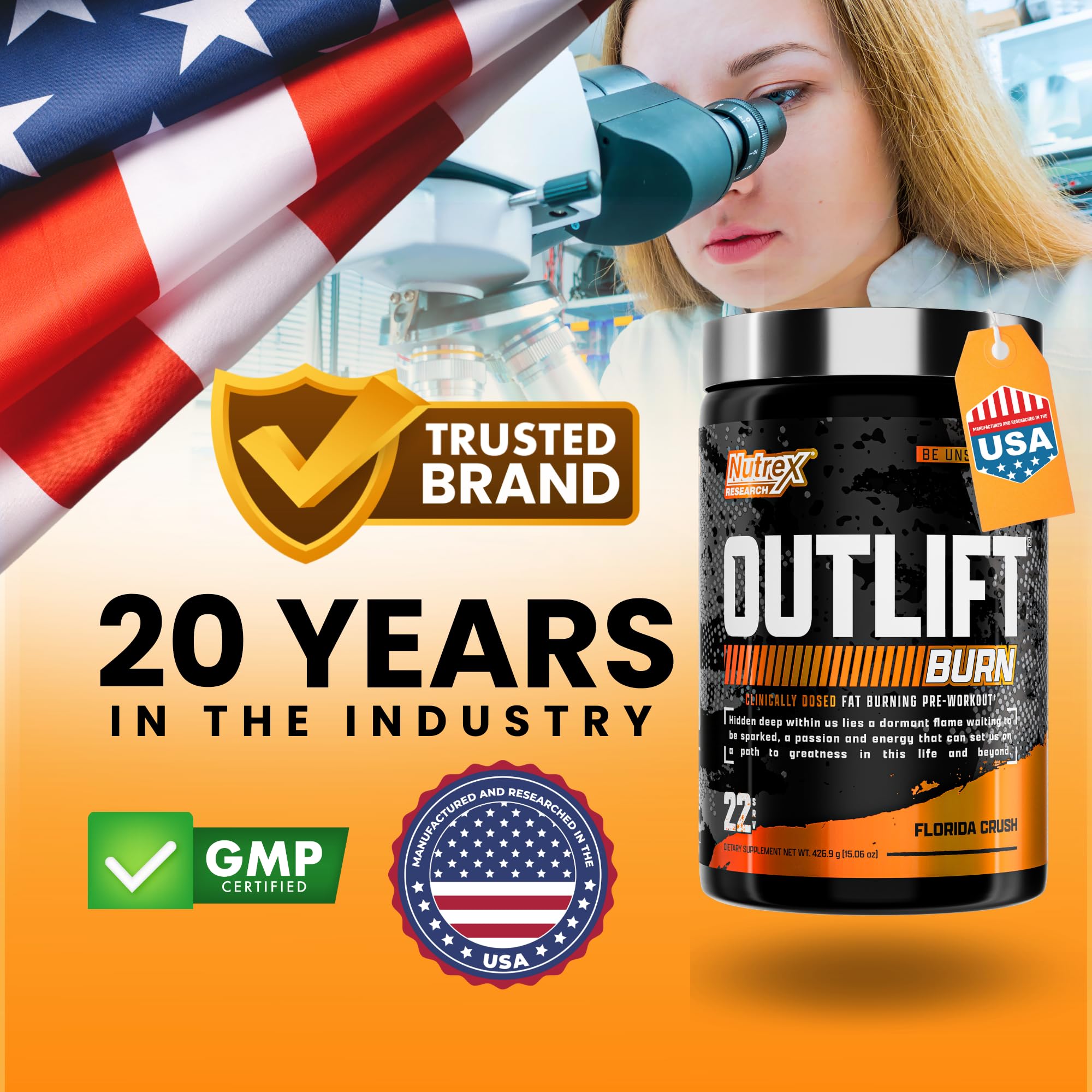 Nutrex Outlift Burn glass bottle ambient shot for on-the-go use.