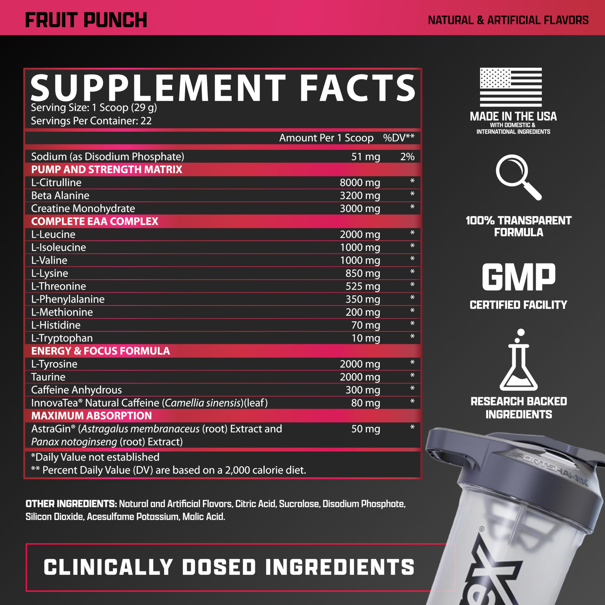 Nutrex Outlift citrulline malate label for endurance support.