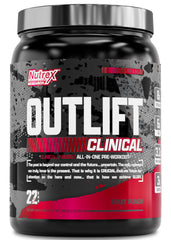 Nutrex Outlift fruit punch bottle boosts energy for workouts.