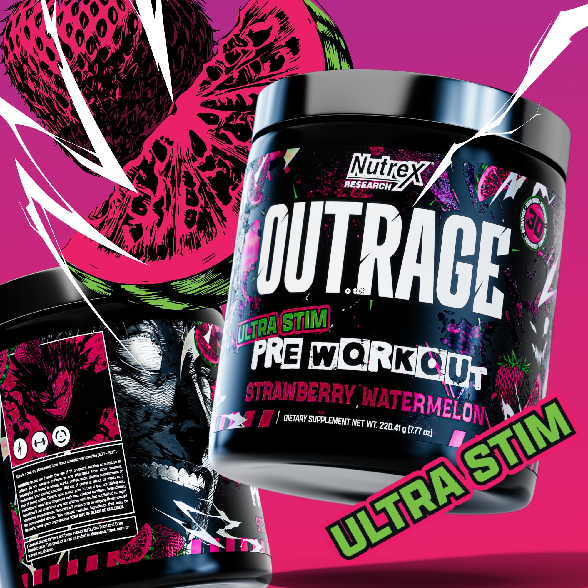 Nutrex Outrage Ultra powder pouring, showing texture and color.