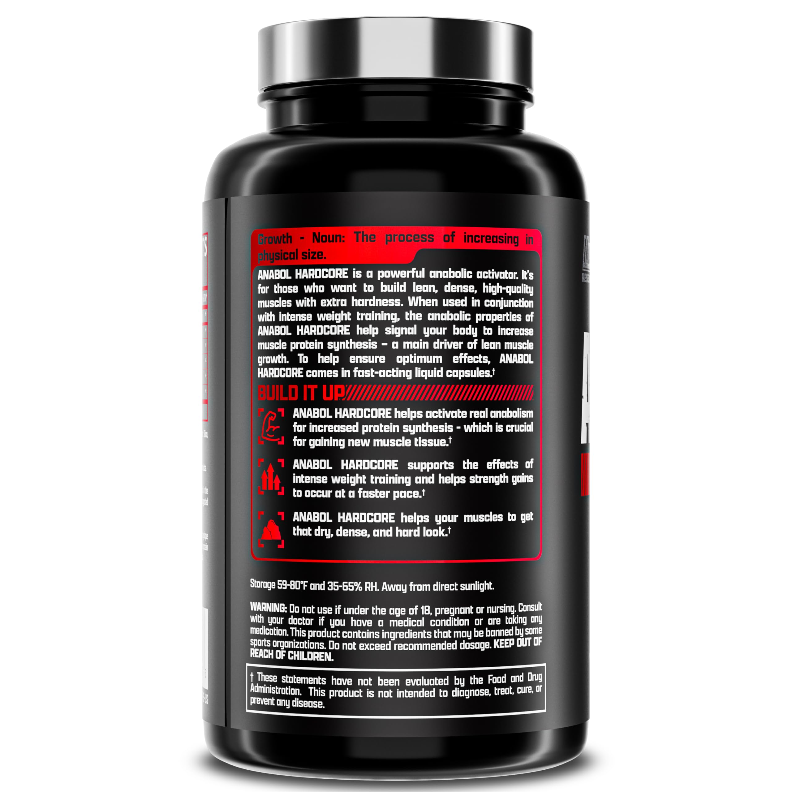 Closeup of Anabol Hardcore capsules shows vegetarian-friendly formula.