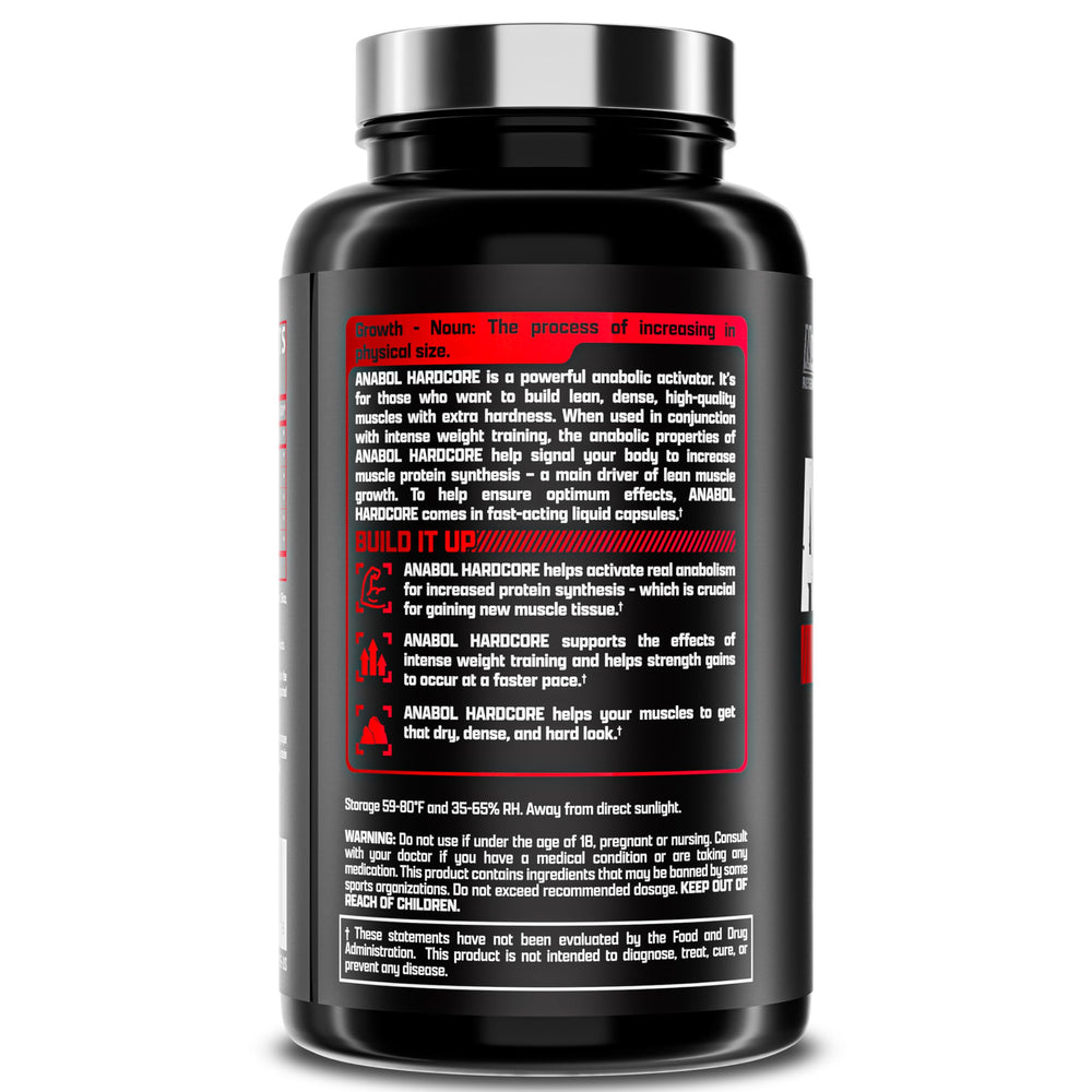 Closeup of Anabol Hardcore capsules shows vegetarian-friendly formula.