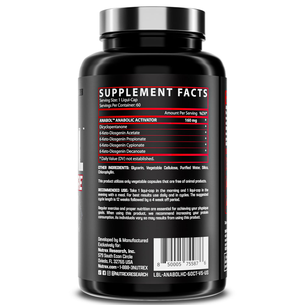 Nutrex Anabol Hardcore label highlights a premium, trainer-friendly formula.