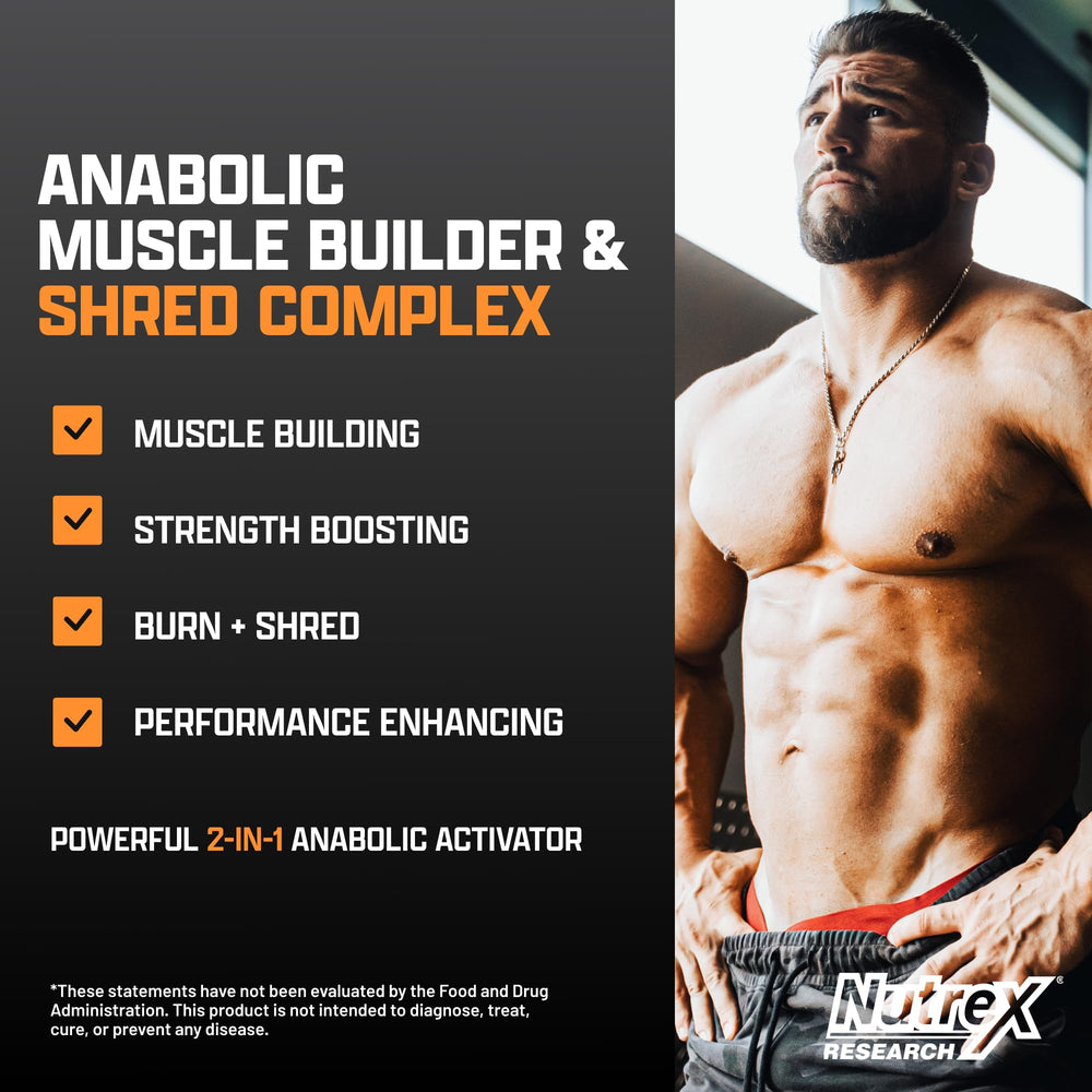 Nutrex Research Anabol Ripped bottle back detailing ingredients and shredding support