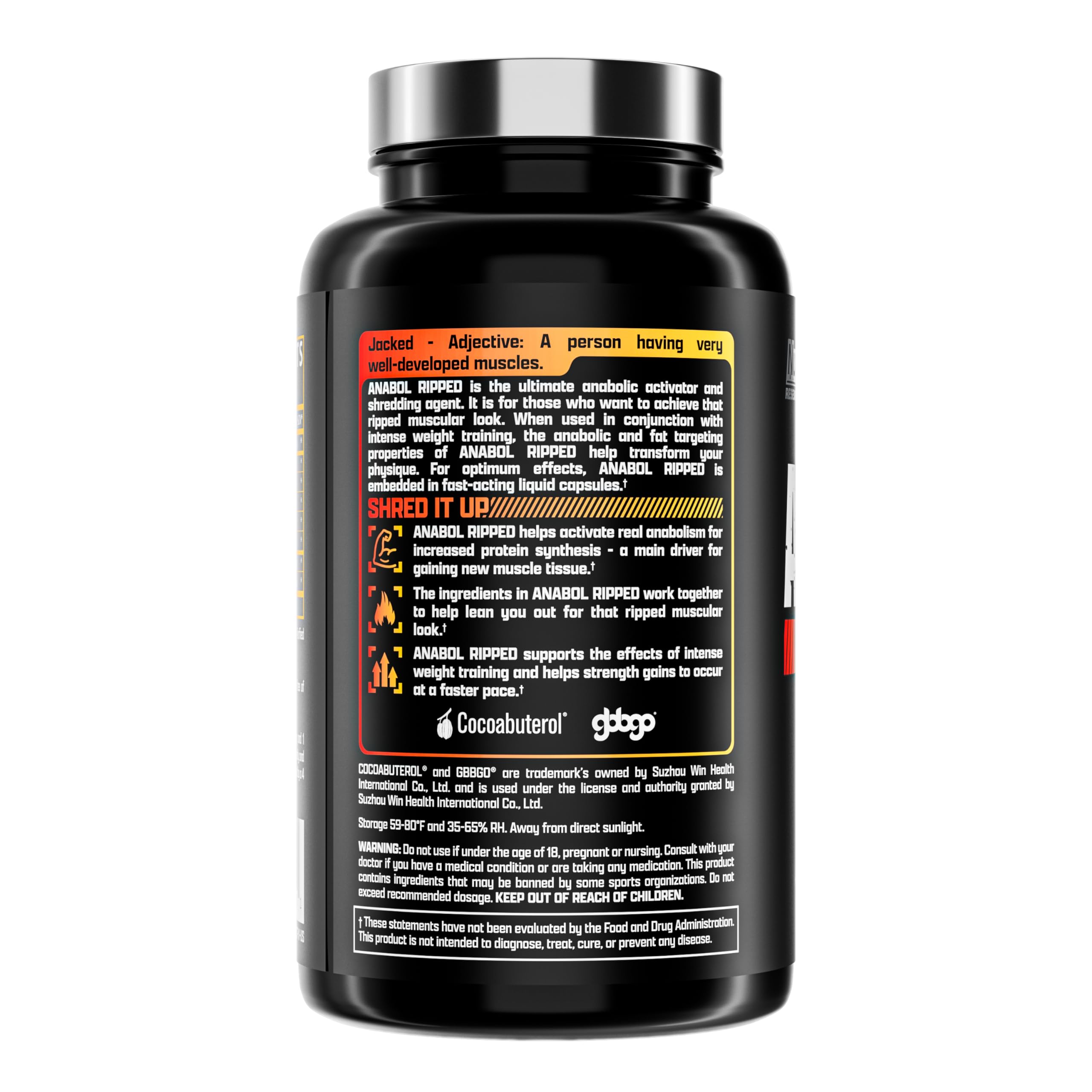 Nutrex Research Anabol Ripped label detail showing two-in-one design