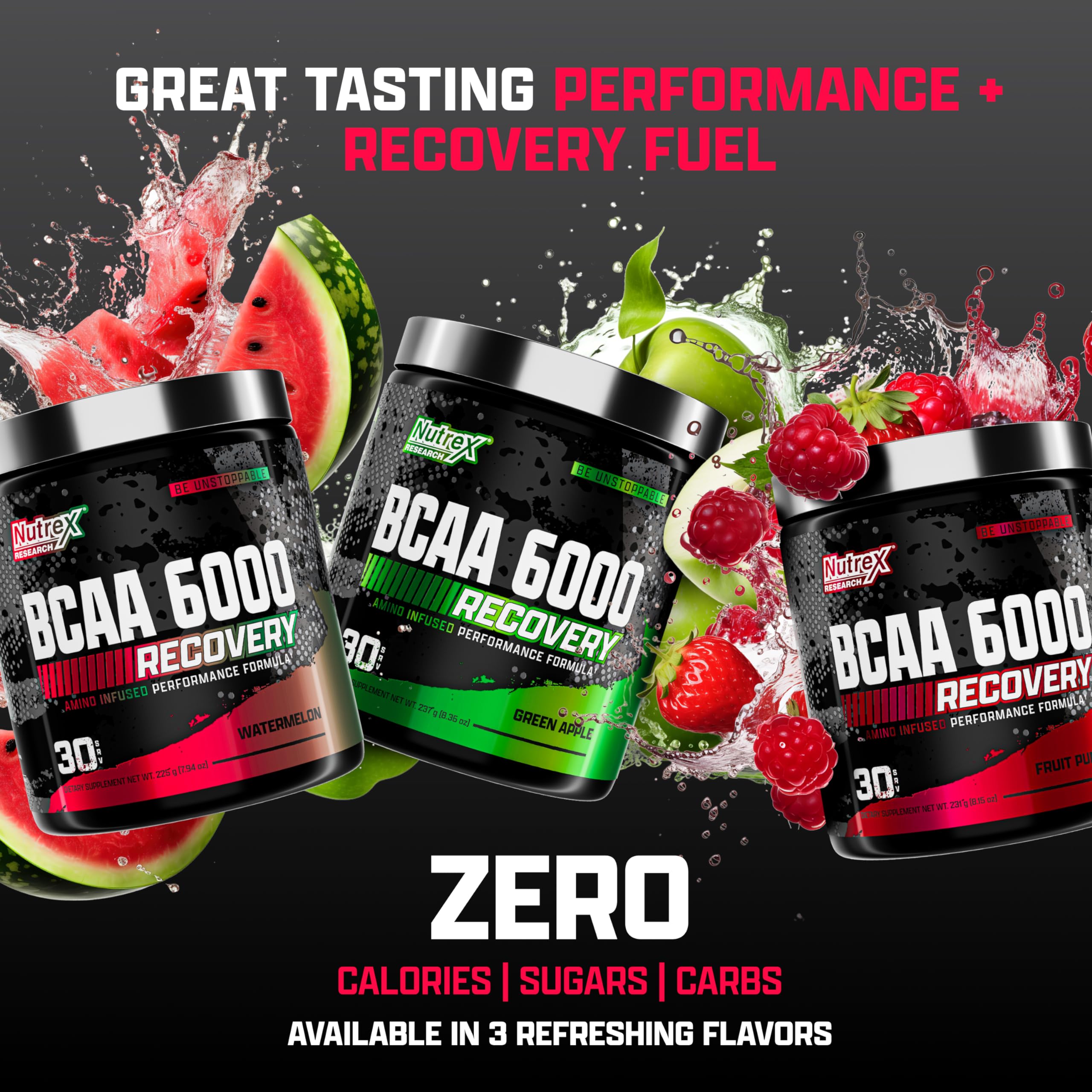 Nutrex Research BCAA Powder 6000 post-workout recovery in shaker bottle.