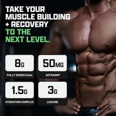 Nutrex Research EAA Hydration ingredients panel highlighting EAAs and BCAAs