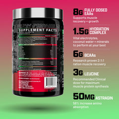Nutrex Research EAA Hydration label close-up showing complete amino acid profile