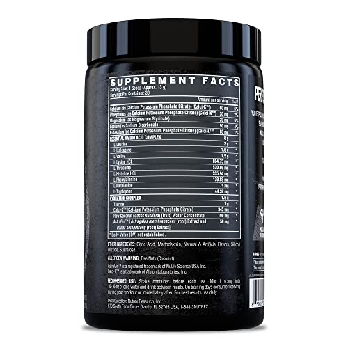 Nutrex Research EAA Hydration tub label highlights essential amino acids.