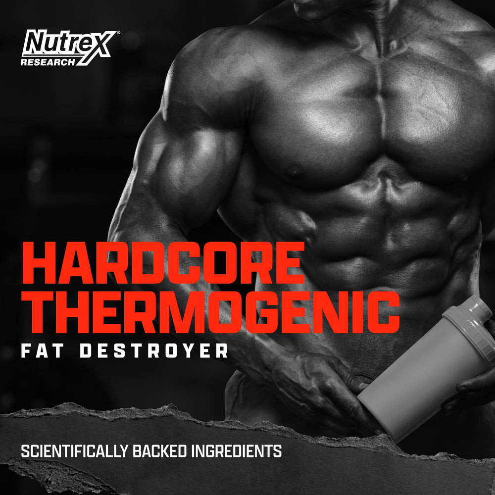 Nutrex Research Lipo-6 Hardcore capsules ready for workouts to support metabolism