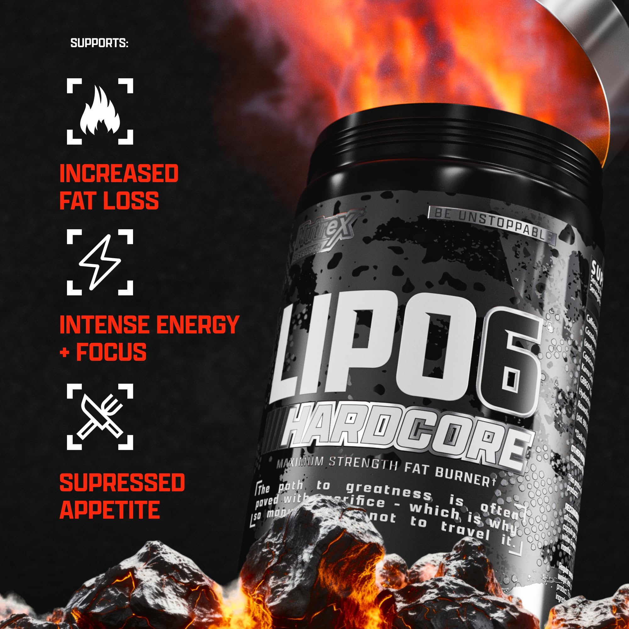 Nutrex Research Lipo-6 Hardcore bottle shown with a morning routine for energy