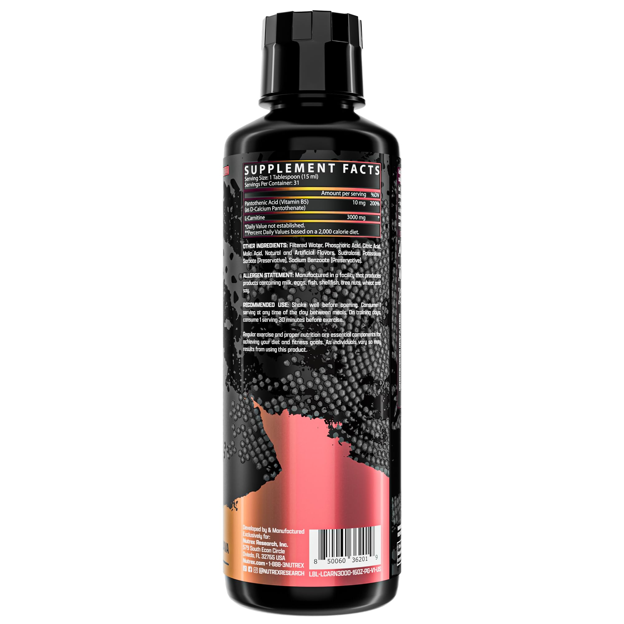 Nutrex Research Liquid Carnitine 3000 daily-use setup for energy and endurance.