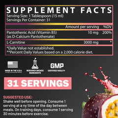 Nutrex Research Liquid Carnitine 3000 label closeup highlights premium quality.