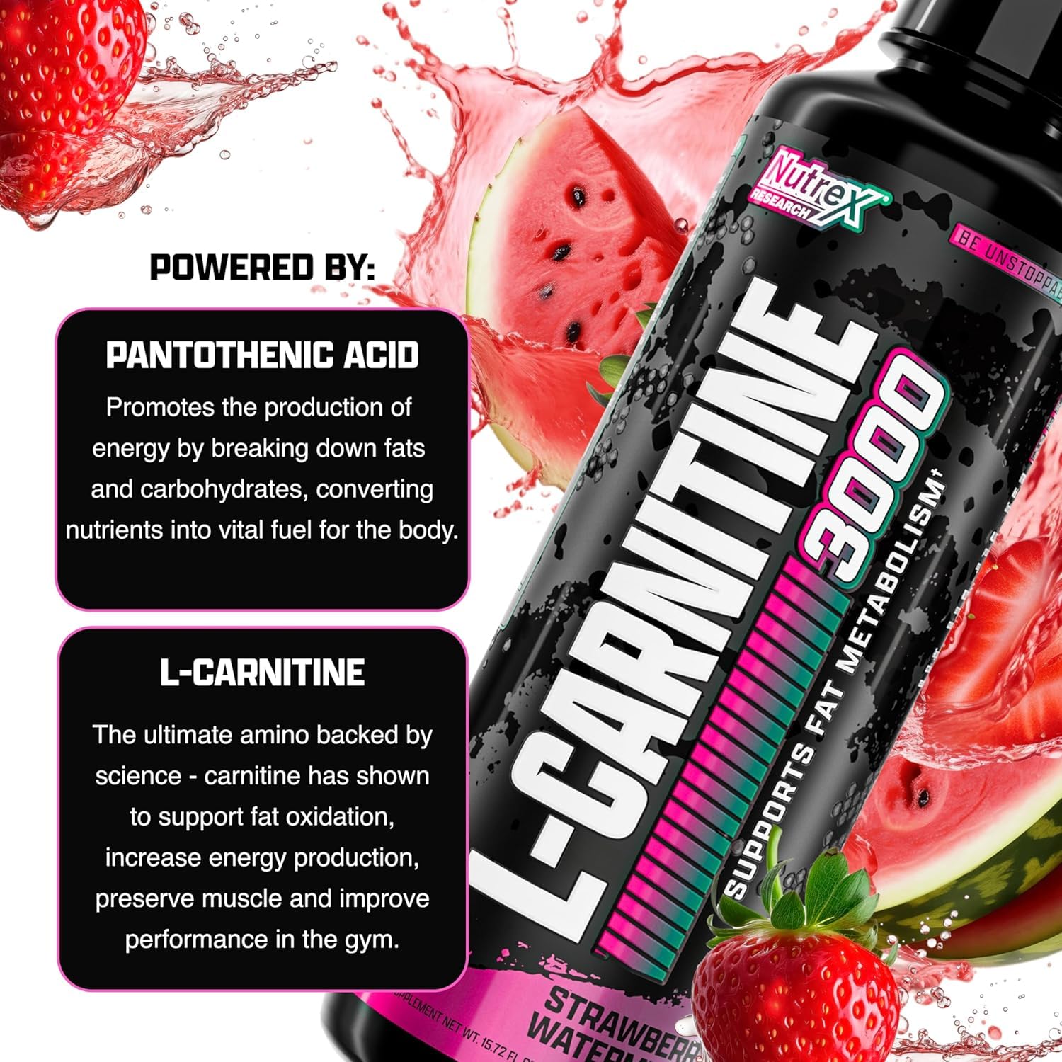 Nutrex Research Liquid Carnitine 3000 glass serving for on-the-go convenience