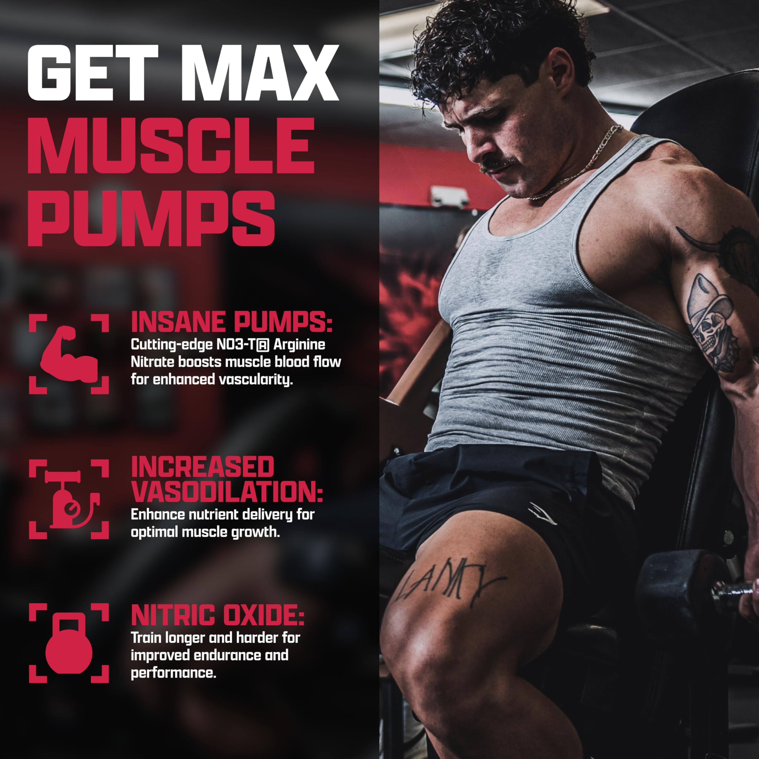 Nutrex NIOX Extreme Pumps nutrition facts panel highlights Vitamin C.