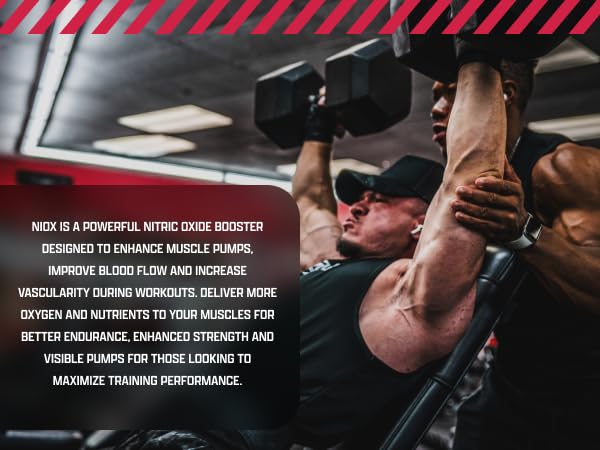 Nutrex NIOX Extreme Pumps visual vascularity during training session.