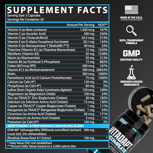 Nutrex Vitadapt capsules close-up highlighting daily endurance support.