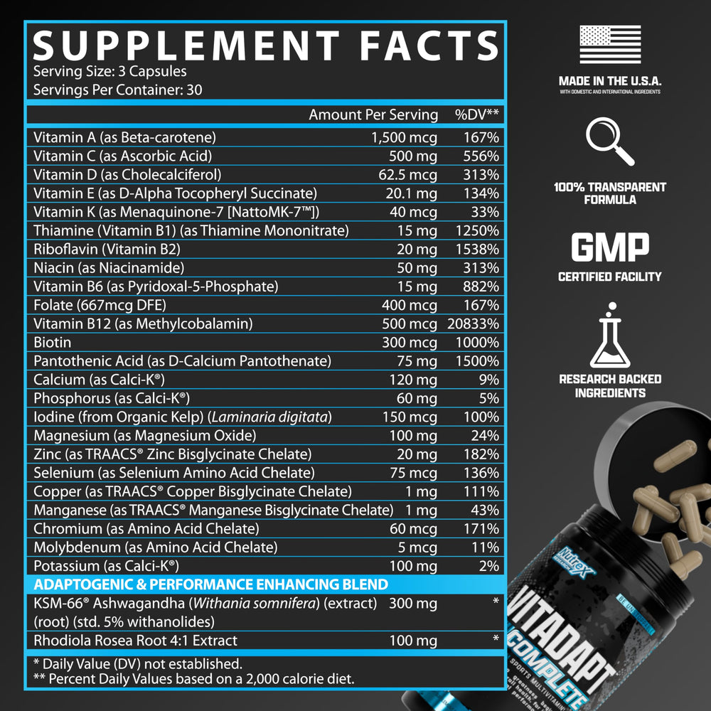 Nutrex Vitadapt daily use in morning routine.
