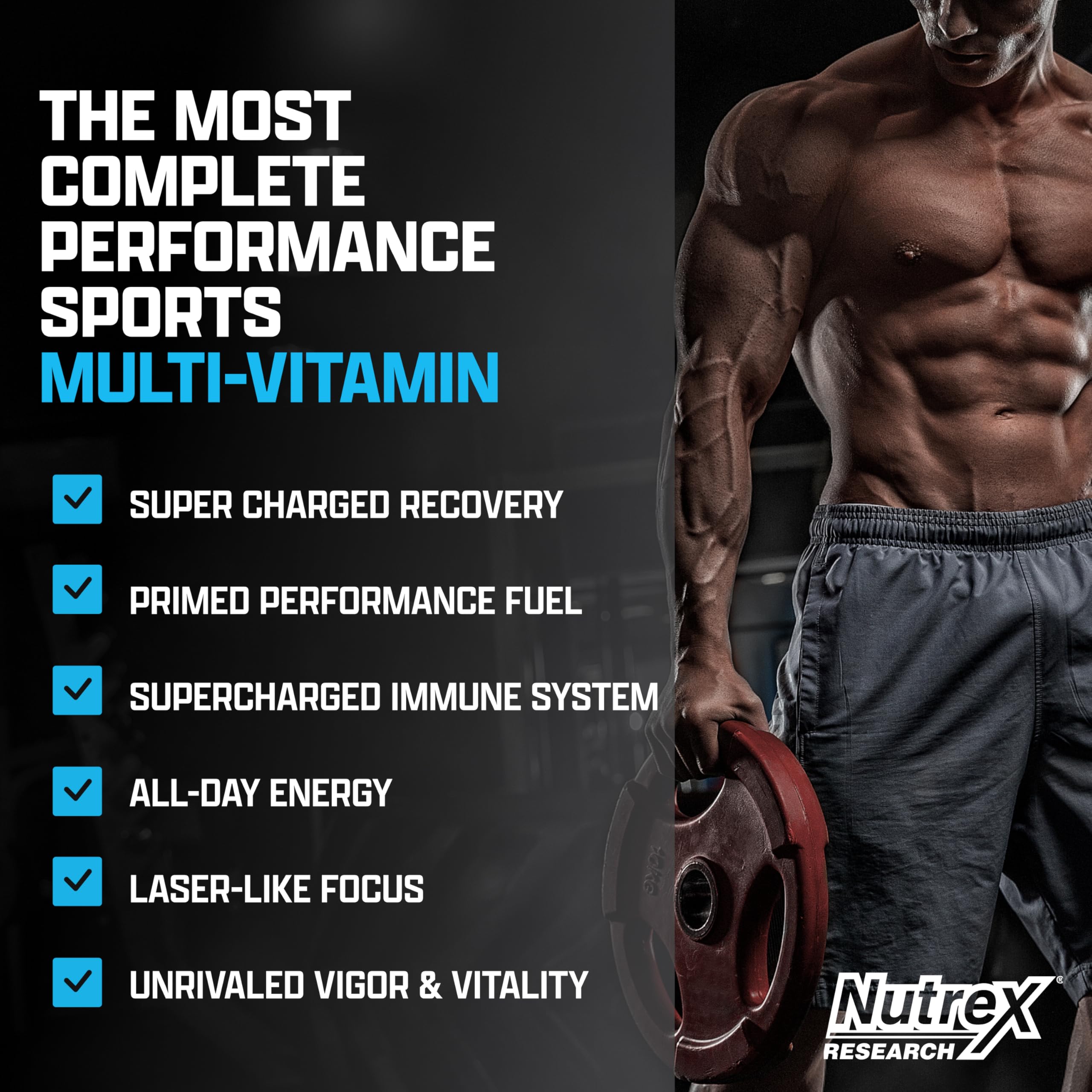 Nutrex Vitadapt label detail with key vitamins listed.