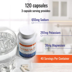 Nutri-Align Fasting Salts dosage calculator label for extended and intermittent fasting guidance.