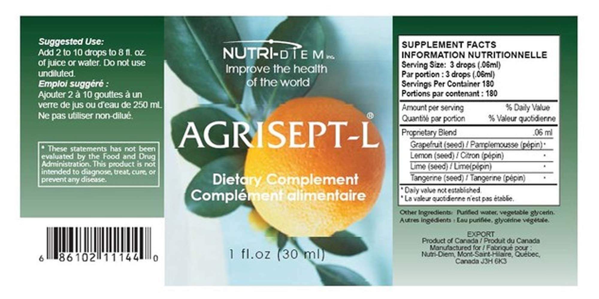 Close-up of Nutri-Diem Agrisept L Antioxidant bottle cap