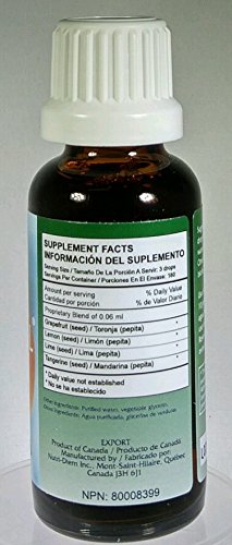 Close-up of Nutri-Diem Agrisept L Antioxidant label on 30ml bottle