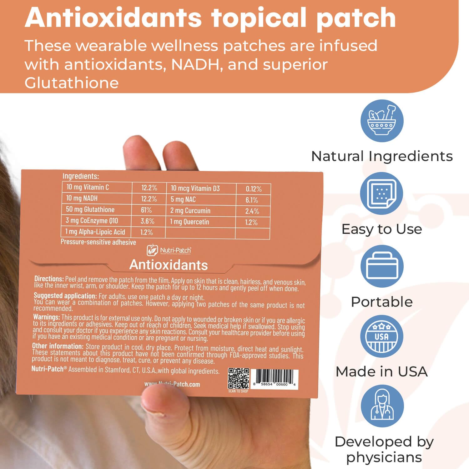 Nutri-Patch-ingredients-label provides clarity on ingredients and hypoallergenic formulation.