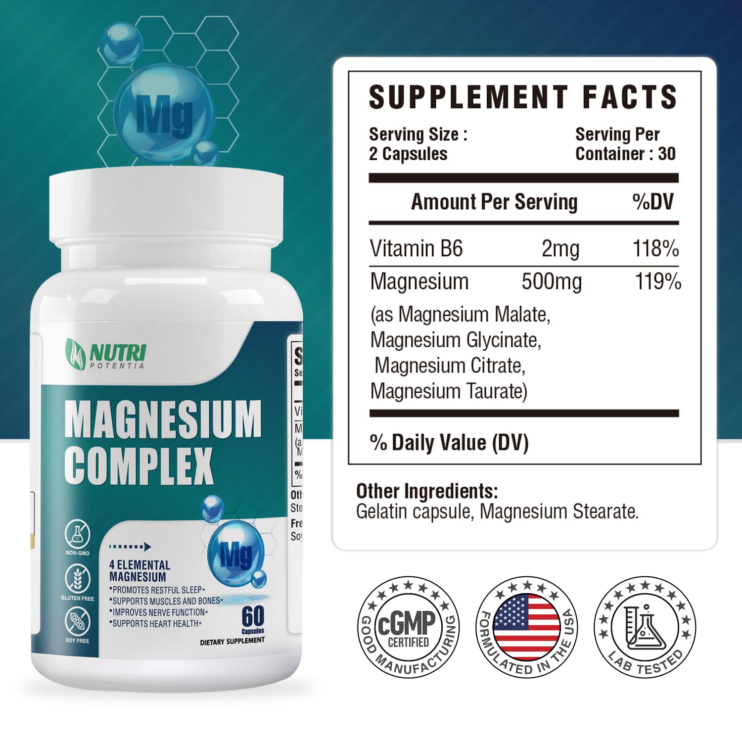 Nutri Potentia Magnesium Complex capsules inside view for daily use