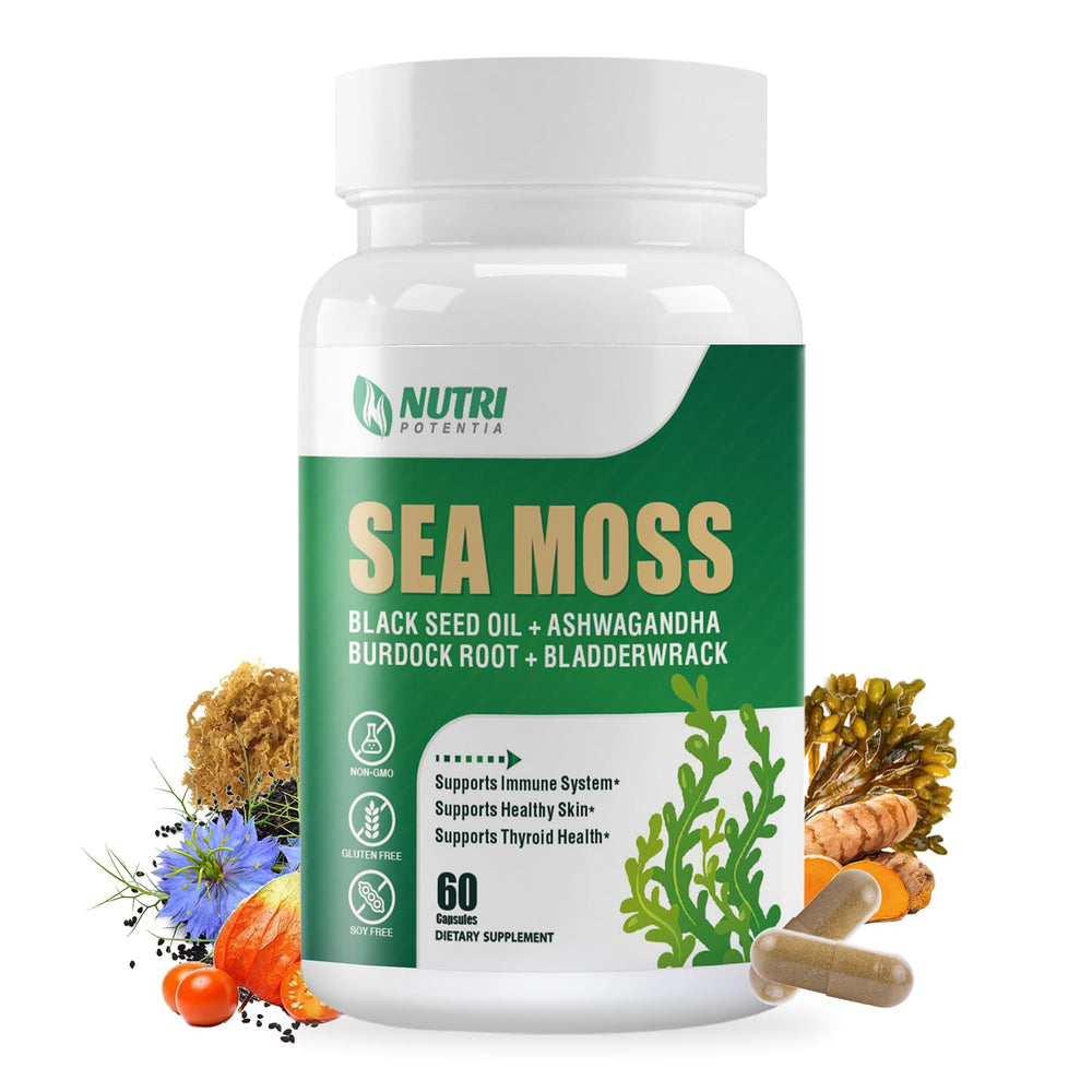 Nutri Potentia Sea Moss Capsules bottle front for daily wellness