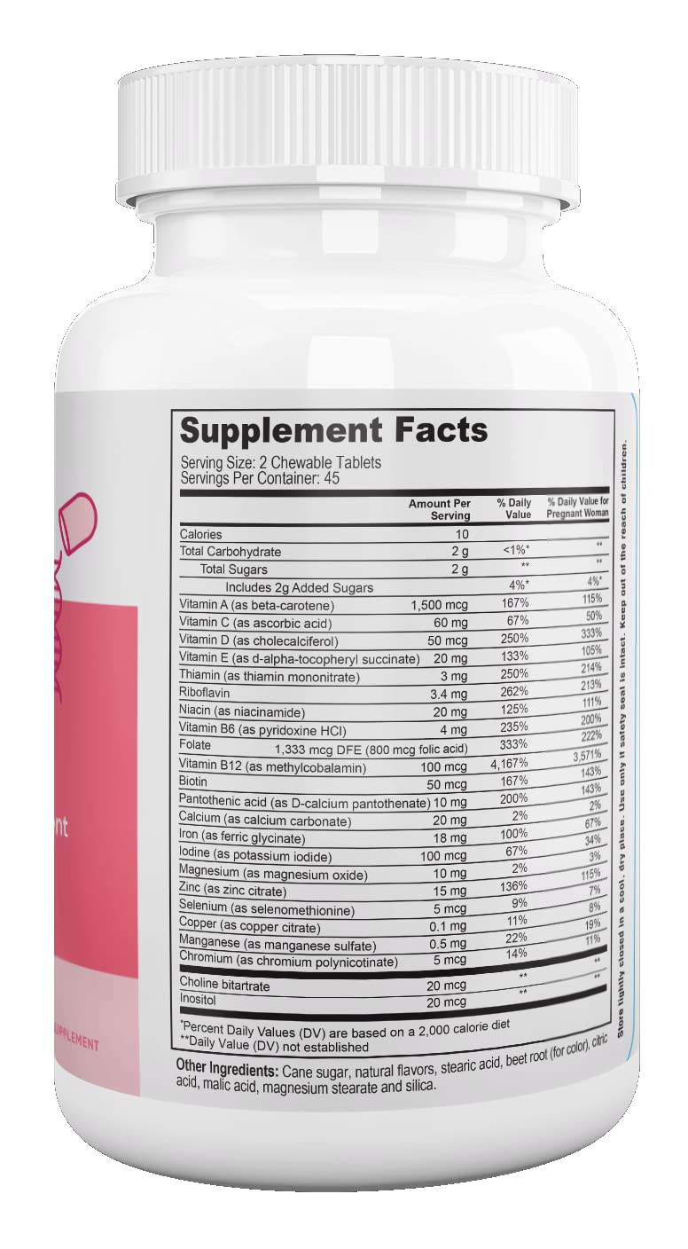 Close-up of Nutri Supreme prenatal chew showing texture and cherry taste